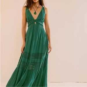 Free People Hadlee Maxi Dress in Bayou (dark teal)